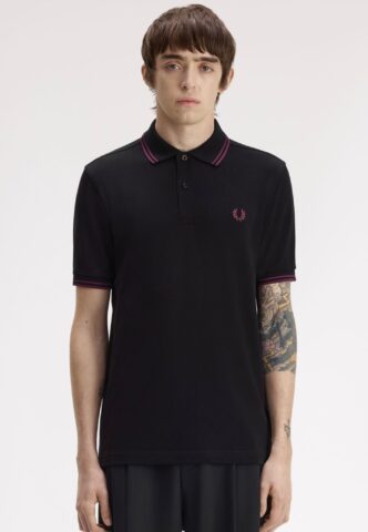 Fred Perry – Twin Tipped Black/Plum/Plum – Polo – Schwarz – XXL – 100% Baumwolle