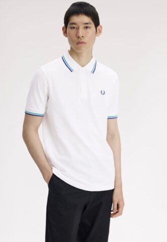 Fred Perry – Twin Tipped Snow White/Deep Mint/Soho Eclipse – Polo – Weiß – S – 100% Baumwolle
