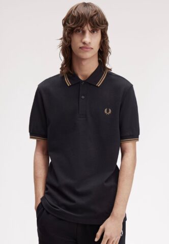 Fred Perry – Twin Tipped Black/Shadedstone – Polo – Schwarz – L – 100% Baumwolle