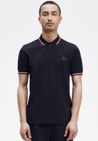 Fred Perry – Twin Tipped Navy/Snow White/Burnt Red – Polo – Blau – XL – 100% Baumwolle