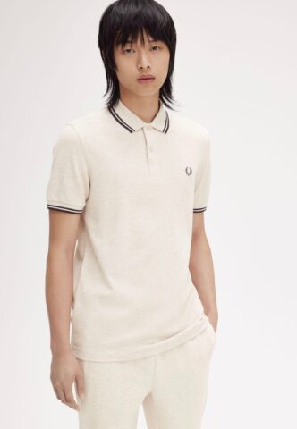 Fred Perry – Twin Tipped Porridge Marl/Anchor Grey/Anchor Grey – Polo – Beige – XXL – 100% Baumwolle