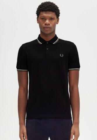 Fred Perry – Twin Tipped Black/Ecru/Laurel Wreath Green – Polo – Schwarz – XXL – 100% Baumwolle