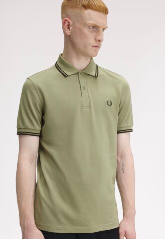 Fred Perry – Twin Tipped Olive Mint/Night Green/Night Green – Polo – Grün – M – 100% Baumwolle