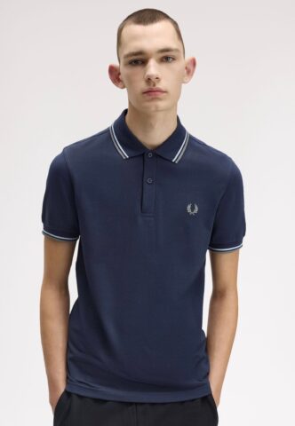 Fred Perry – Twin Tipped Dark Airforce/Light Ice/Bayleaf – Polo – Blau – S – 100% Baumwolle