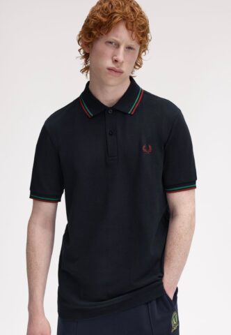 Fred Perry – Twin Tipped Navy/Sport Green/Burnt Red – Polo – Blau – L – 100% Baumwolle