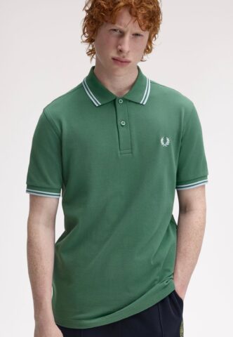 Fred Perry – Twin Tipped Sportgreen/Trackblue – Polo – Grün – L – 100% Baumwolle