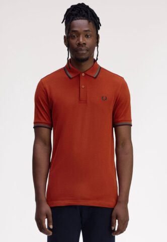 Fred Perry – Twin Tipped Burnt Red/Sport Green/Navy – Polo – Rot – XXL – 100% Baumwolle