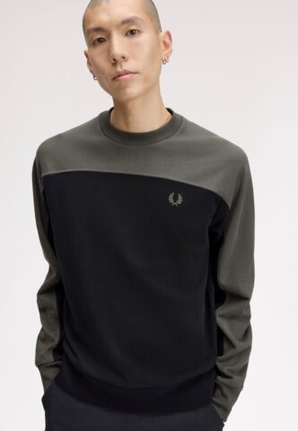 Fred Perry – Colour Block Black – Sweater – Schwarz – S – 100% Baumwolle