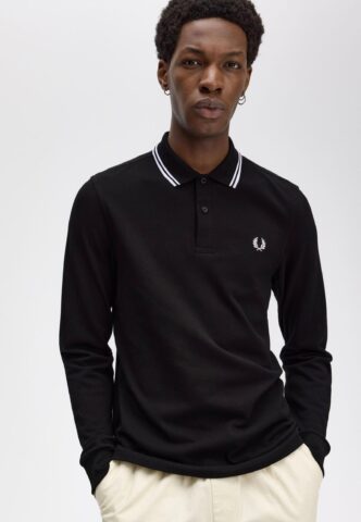 Fred Perry – Twin Tipped Black – Longsleeve – Schwarz – L – 100% Baumwolle