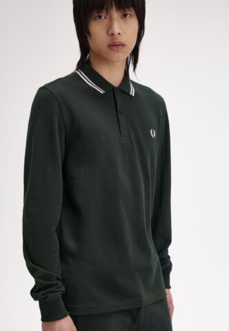 Fred Perry – Twin Tipped Nightgreen/Snow White – Longsleeve – Grün – M – 100% Baumwolle