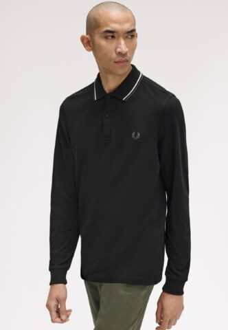 Fred Perry – Twin Tipped Black/Ecru/Laurel Wreath Green – Longsleeve – Schwarz – L – 100% Baumwolle