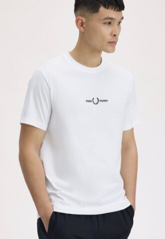 Fred Perry – Embroidered White – T-Shirt – Weiß – S – 100% Baumwolle