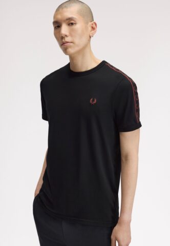 Fred Perry – Contrast Tape Ringer Black – T-Shirt – Schwarz – L – 100% Baumwolle