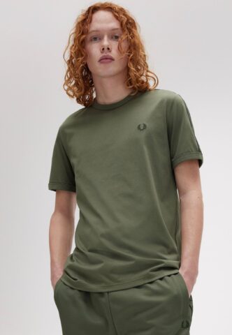 Fred Perry – Contrast Tape Ringer Laurel Wreath Green/Night Green – T-Shirt – Grün – S – 100% Baumwolle