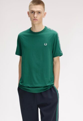 Fred Perry – Contrast Tape Ringer Sport Green – T-Shirt – Grün – M – 100% Baumwolle
