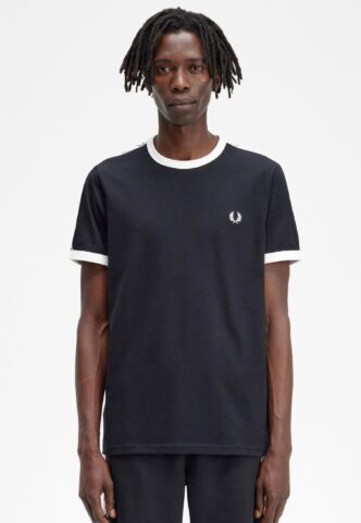 Fred Perry – Taped Ringer Black – T-Shirt – Schwarz – XL – 100% Baumwolle