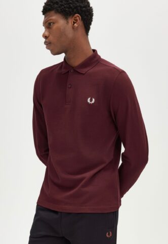 Fred Perry – Plain Oxblood/Ecru – Longsleeve – Weinrot – S – 100% Baumwolle