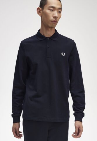 Fred Perry – Plain Navy/White – Longsleeve – Blau – XXL – 100% Baumwolle