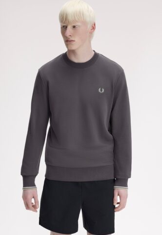 Fred Perry – Crew Neck Anchor Grey/Ecru/Seagrass – Sweater – Grau – L – 100% Baumwolle