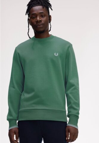 Fred Perry – Crew Neck Sport Green/Trackblue – Sweater – Grün – M – 100% Baumwolle