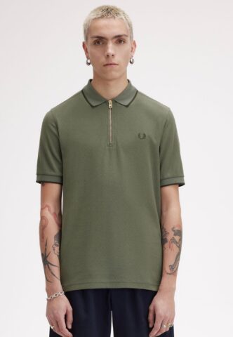 Fred Perry – Crepe Pique Zip Neck Laurel Wreath Green – Polo – Grün – S – 100% Baumwolle