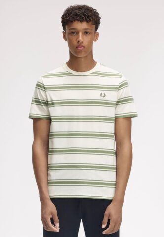 Fred Perry – Fine Stripe Light Ecru – T-Shirt – Beige – L – 100% Baumwolle
