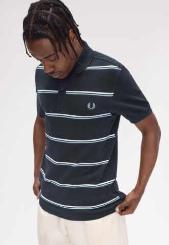 Fred Perry – Striped Navy – Polo – Blau – S – 100% Baumwolle