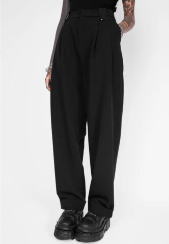 Mary Wyatt – Riley Relaxed Pleated Black – Hose – Schwarz – X-Large – 75% Polyester, 19% Viskose, 6% Elastan
