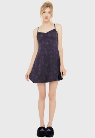 Killstar – Midnight Moth Slip Black/Purple – Kleid – Schwarz – XXL – gid://shopify/Metaobject/72785363181
