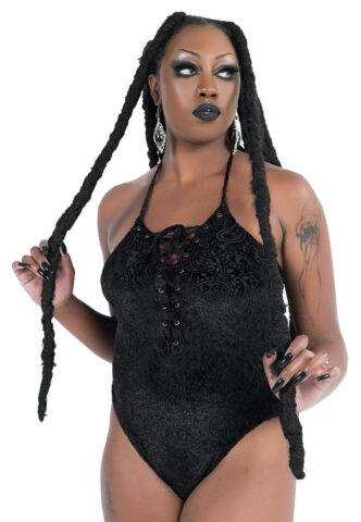 Killstar – Midnyte Velvet Black – Body – Schwarz – XS – 100% Polyester