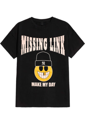 Missing Link – Smiley – T-Shirt – Schwarz – S – 100% Baumwolle