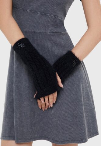 Killstar x Kihilist – Moons Gaze Fingerless Black/Grey – Handschuhe – Schwarz – Onesize – 69% Polyamide, 31% Polyacrylic