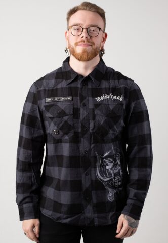Brandit x Motörhead – Check – Hemd – Schwarz – S – 100% Baumwolle