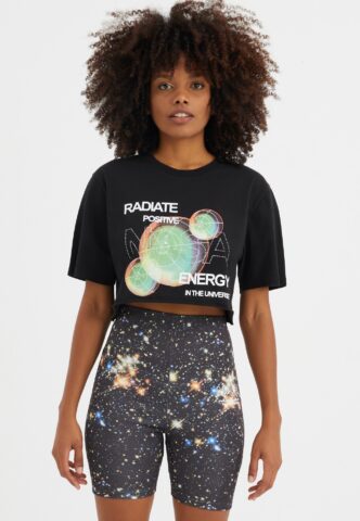 NASA – Solar Energy Oversized Cropped – T-Shirt – Schwarz – M – 80% Baumwolle, 20% Polyester