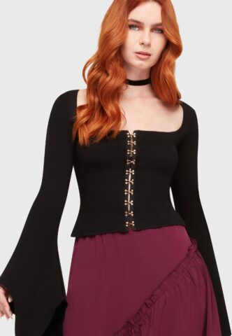 Killstar – Night Empress Black – Oberteil – Schwarz – M – 60% Viskose, 35% Polyester, 5% Elastan
