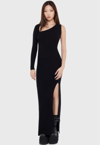 Killstar x Kihilist – Nightshaded Black – Kleid – Schwarz – L – 50% Viskose, 30% Polyester, 20% Nylon