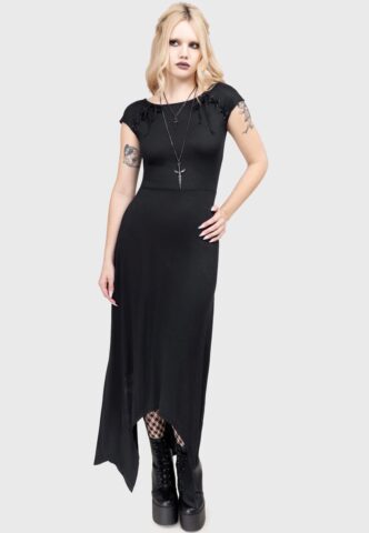 Killstar – Nightwane Black – Kleid – Schwarz – XS – 60% Viskose, 35% Polyester, 5% Elastan