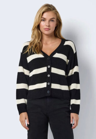 Noisy May – Maysa V Neck Black Eggnog – Cardigan – Schwarz – XS – 50% Baumwolle, 50% Polyacryl