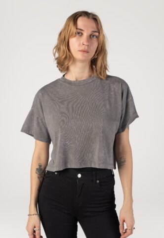 Noisy May – Alena Charcoal Gray Washed – T-Shirt – Grau – XL – 100% Bio-Baumwolle