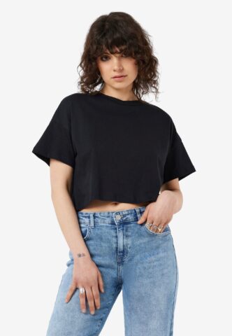 Noisy May – Alena O Neck Semi Crop Black – Oberteil – Schwarz – XS – 100% Baumwolle