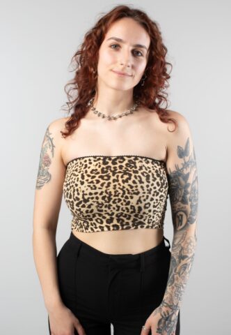 Noisy May – Avery Tube Silver Mink Leo – Oberteil – Braun – L – 95% Polyester, 5% Elastan