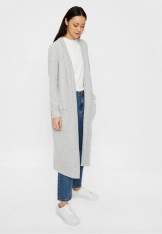 Noisy May – City L/S Long Light Grey Melange – Cardigan – Grau – XS – 98% Polyester, 2% Elastan