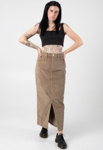 Noisy May – Cord Kath Slit Long Silver Mink – Rock – Braun – S – 98% Baumwolle, 2% Elastan