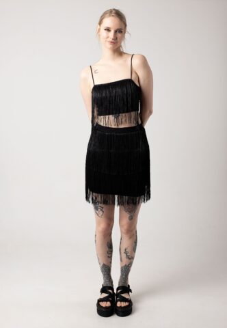 Noisy May – Dallas Singlet Black Fringes – Oberteil – Schwarz – L – 95% Baumwolle, 5% Elastan