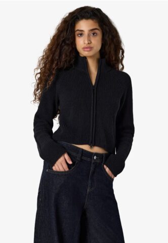 Noisy May – Dara Zip Knit Black – Cardigan – Schwarz – S – 70% Baumwolle, 30% Polyester