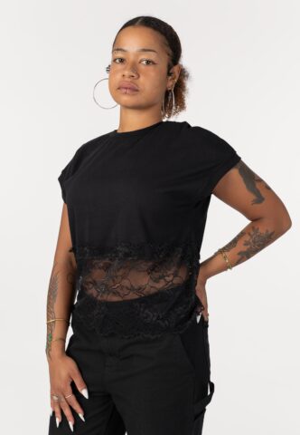 Noisy May – Easy Lace Black – T-Shirt – Schwarz – M – 100% Baumwolle