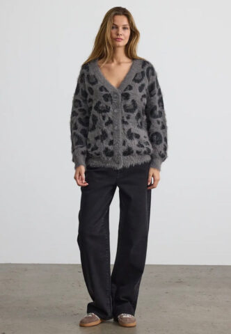 Noisy May – Flynn L/S V-Neck Charcoal Gray Leo – Cardigan – Grau – XS – gid://shopify/Metaobject/73434628333