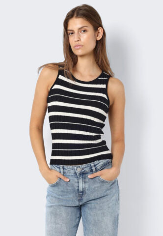 Noisy May – Freya O Neck Knit Black Eggnog – Tank – Schwarz – XS – 50% Viskose, 30% Polyester, 20% Nylon