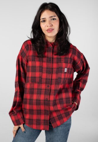 Noisy May – Frida Flannel Urban Red/Black – Hemd – Rot – L – 80% Polyester, 20% Baumwolle