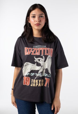 Noisy May x Led Zeppelin – Ida Led Zeppelin Obsidian – T-Shirt – Grau – XS – 100% Bio-Baumwolle
